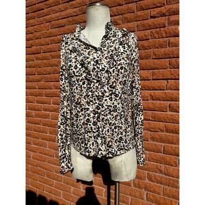 Maeve by anthropologie leopard print ruffle button up blouse women's size 2
